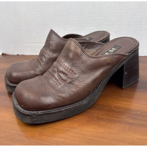 Vintage Women's Y2K Mia Slip On Chunky Heels Mule Shoes Size 8M - Picture 4 of 11